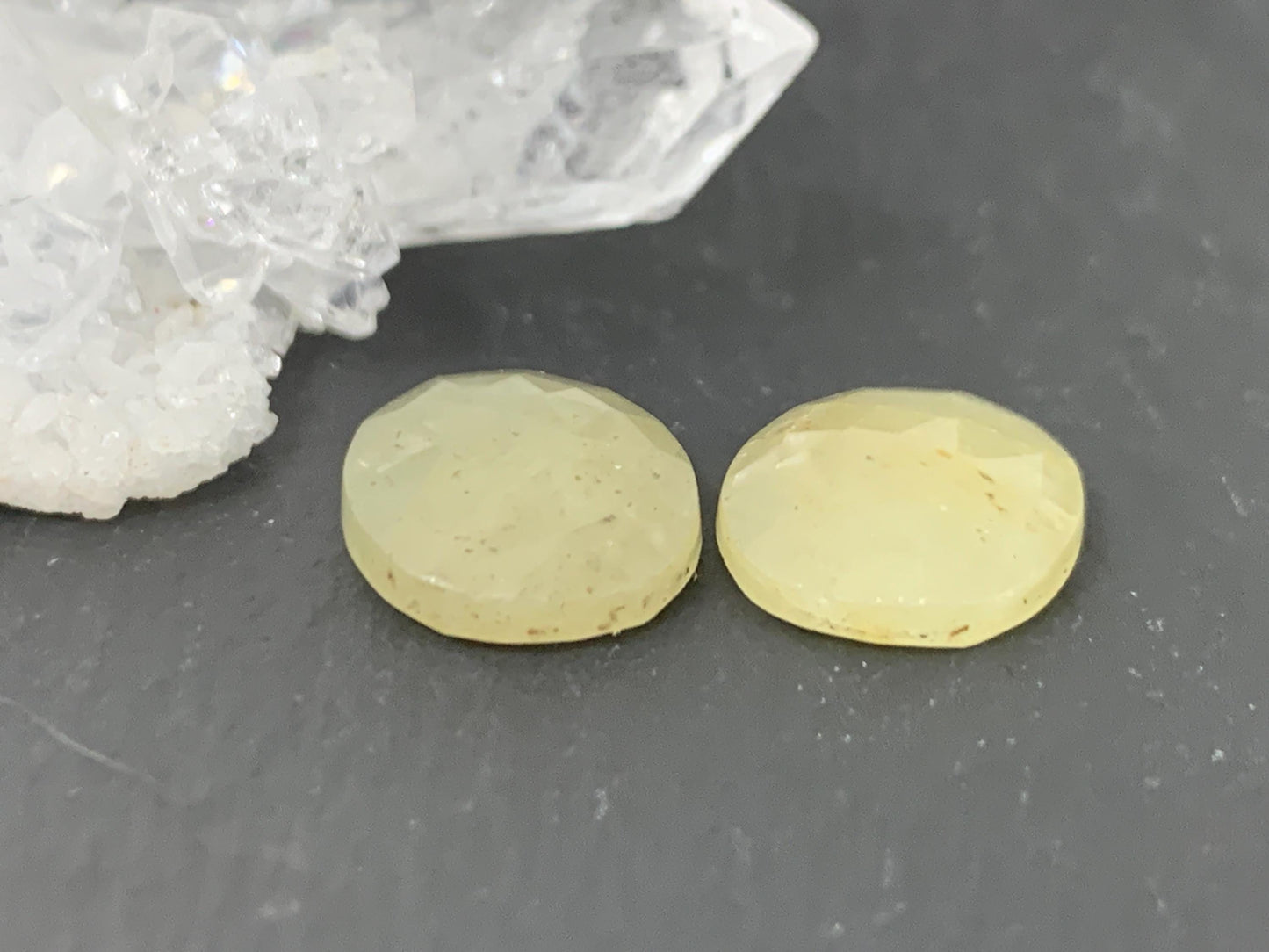 Faceted Yellow Sapphire pair 10x13x3mm cabochon