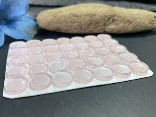 Flat Rose Quartz round 10mm cabochon - Calibrated cabochons