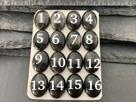 Black Rutilated Quartz oval 15x20mm cabochon - Calibrated cabochons
