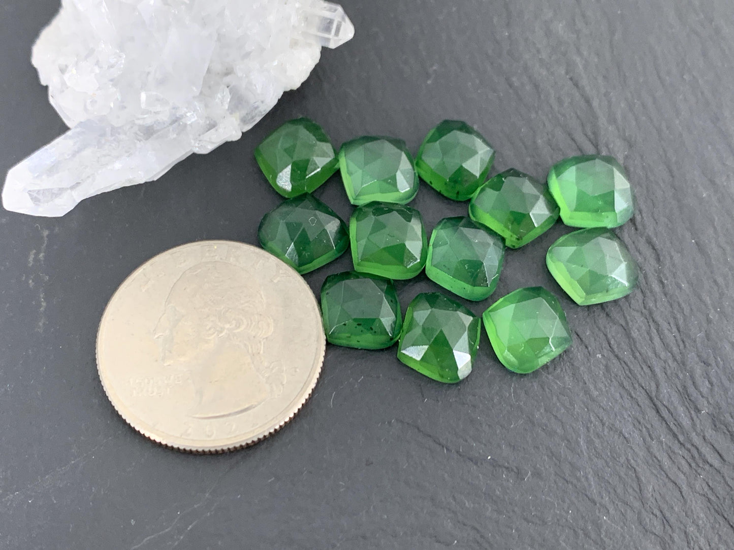 Faceted Serpentine marquise 10mm cabochon