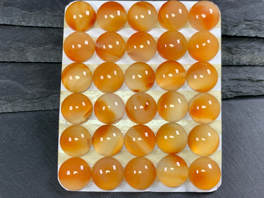 Carnelian round 13mm cabochon - Calibrated cabochons