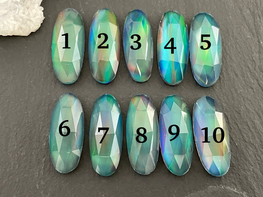 Faceted Aurora Opal oval 8x20mm cabochon - Doublet cabochon