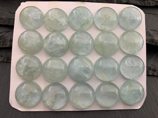 Aquamarine round 15mm cabochon - Calibrated cabochons