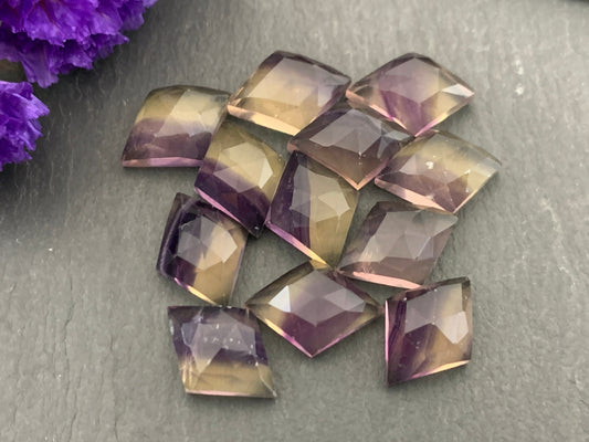 Faceted Fluorite rhombus 10x14mm cabochon - Calibrated cabochons