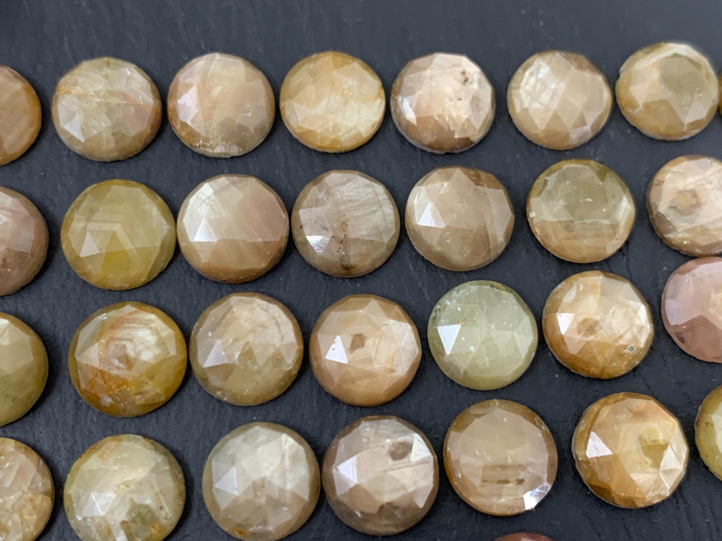 Discounted  Faceted Yellow Sapphire round 10mm cabochon