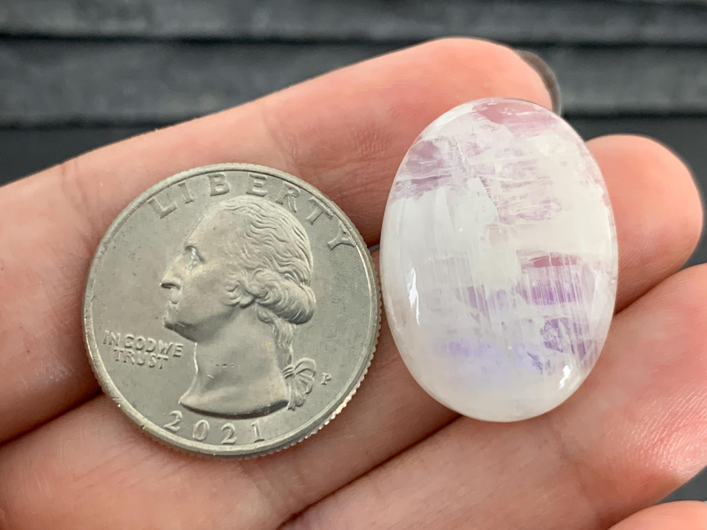 Rainbow Moonstone oval 26x19x7mm cabochon