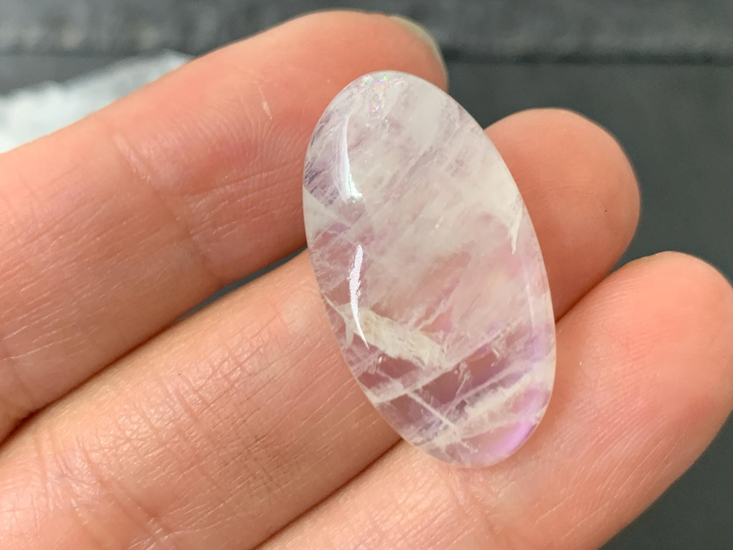 Rainbow Moonstone 27x15x7mm cabochon