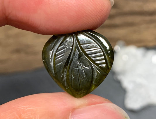 Carved Tourmaline 16x16x2mm cabochon