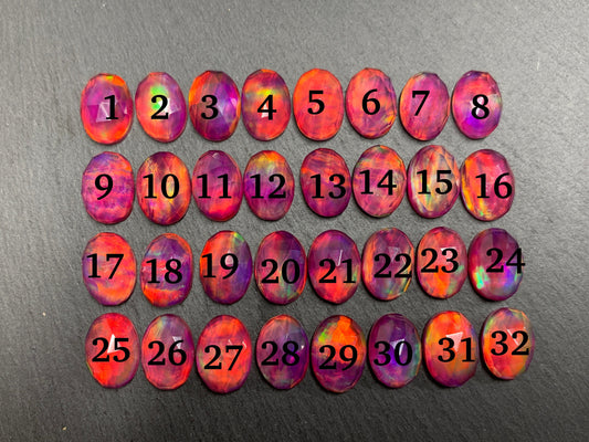 Faceted Aurora Opal oval 10x14mm cabochons - Doublet cabochons