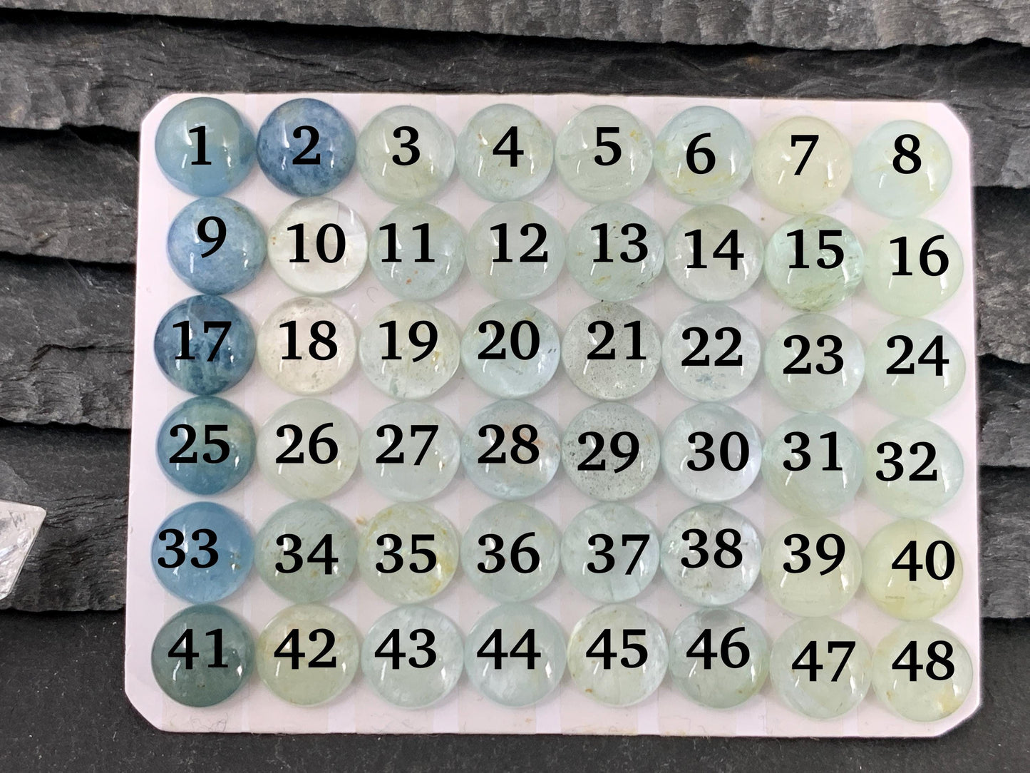 Aquamarine round 8mm cabochon - Calibrated cabochons