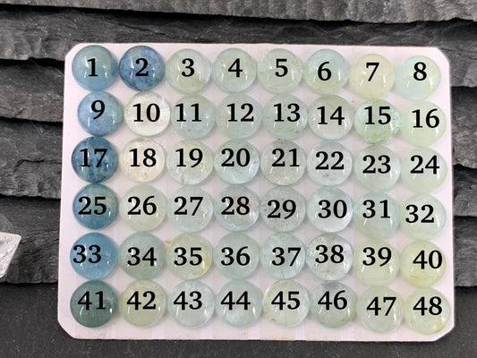 Aquamarine round 8mm cabochon - Calibrated cabochons