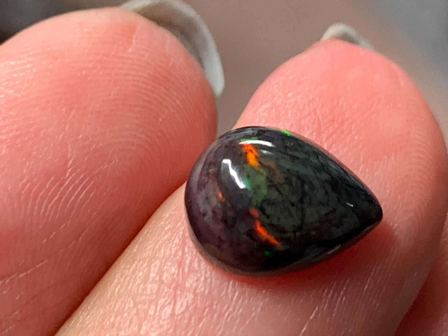 Natural Ethiopian Black Opal 8x10x4.5mm cabochon