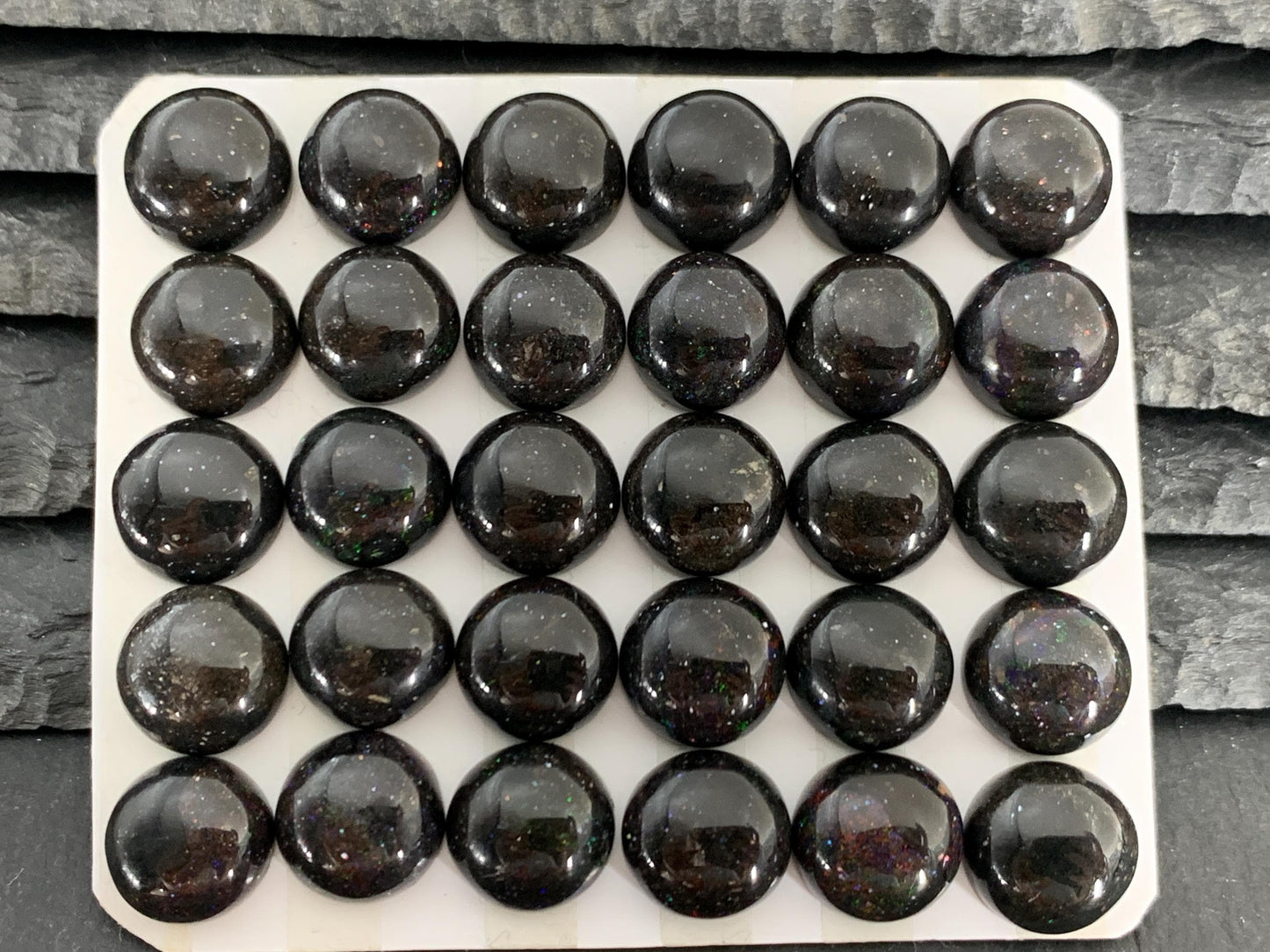 Andamooka Black Opal Cabochon: Round 12mm Matrix Opal