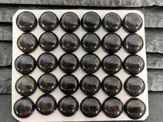 Andamooka Black Opal Cabochon: Round 12mm Matrix Opal