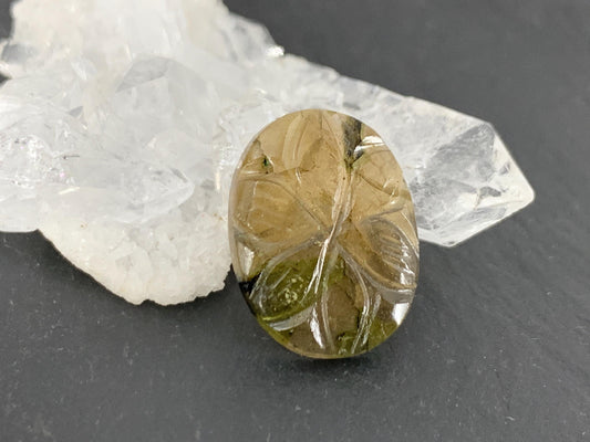 Carved Tourmaline 13x17x2.5mm cabochon