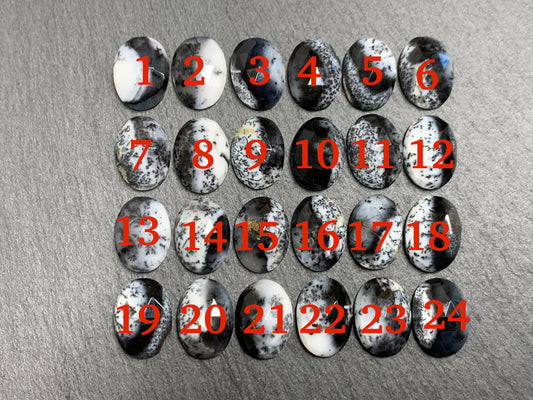 Faceted Dendrite Opal oval 10x14mm cabochon