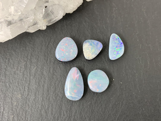 Australian Opal Doublet 6-9.5mm long cabochon - Select your piece