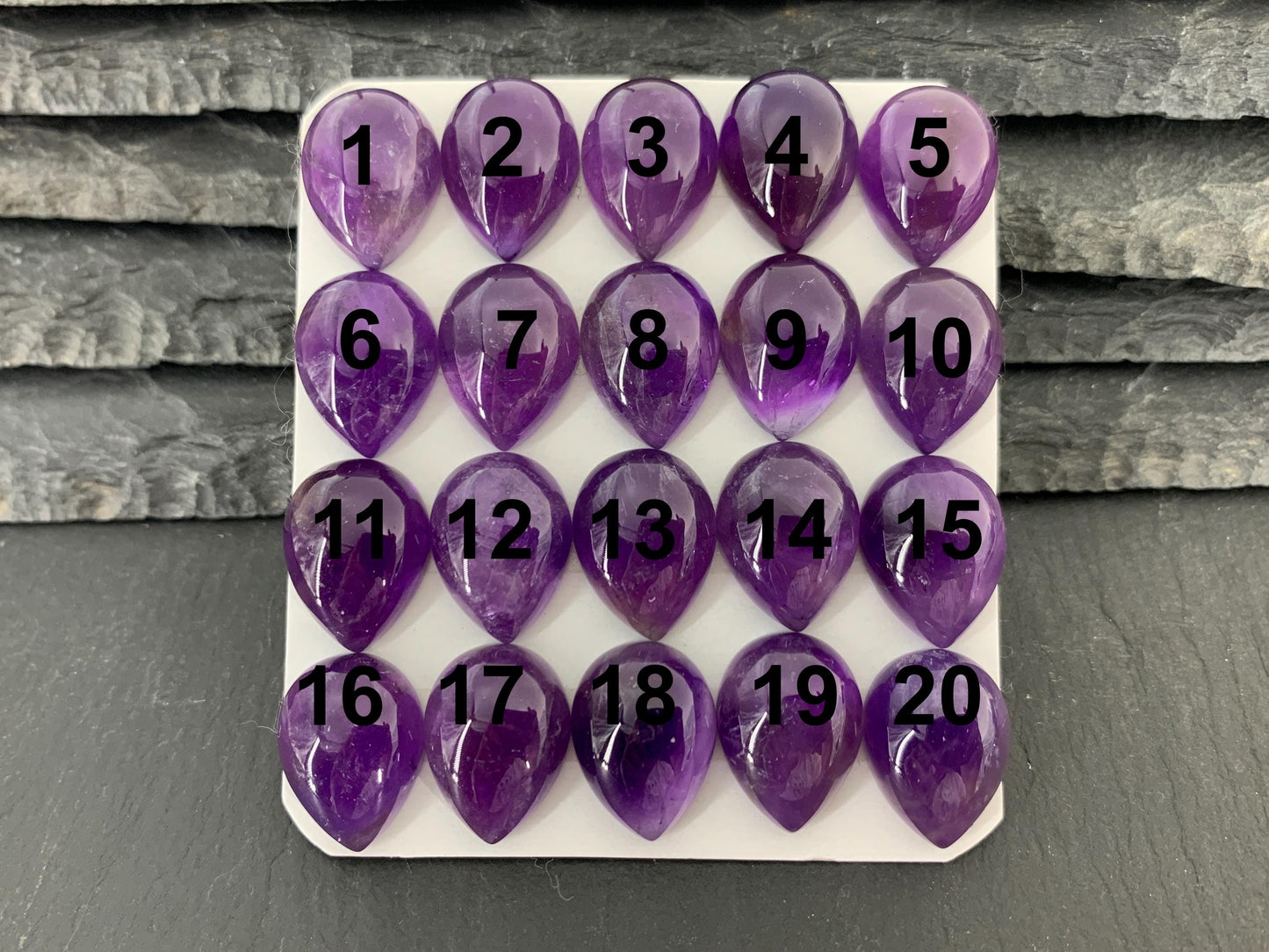 Amethyst pear 12x16mm cabochon - Calibrated cabochons
