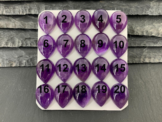 Amethyst pear 12x16mm cabochon - Calibrated cabochons