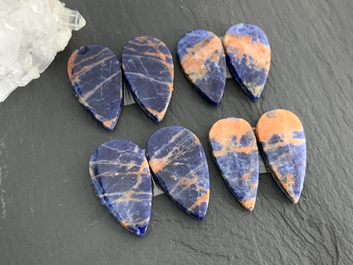 Natural Sodalite pair 23-25mm long cabochon