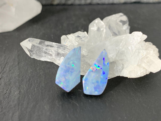 Australian Opal doublet 7x13x3mm pair of cabochons