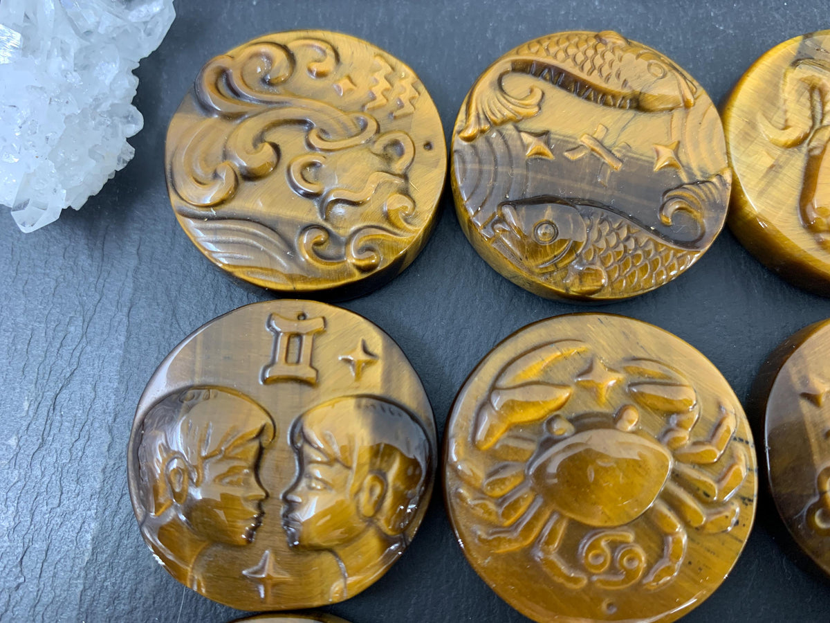 Tiger Eye Signs - Zodiac Constellations Carving *