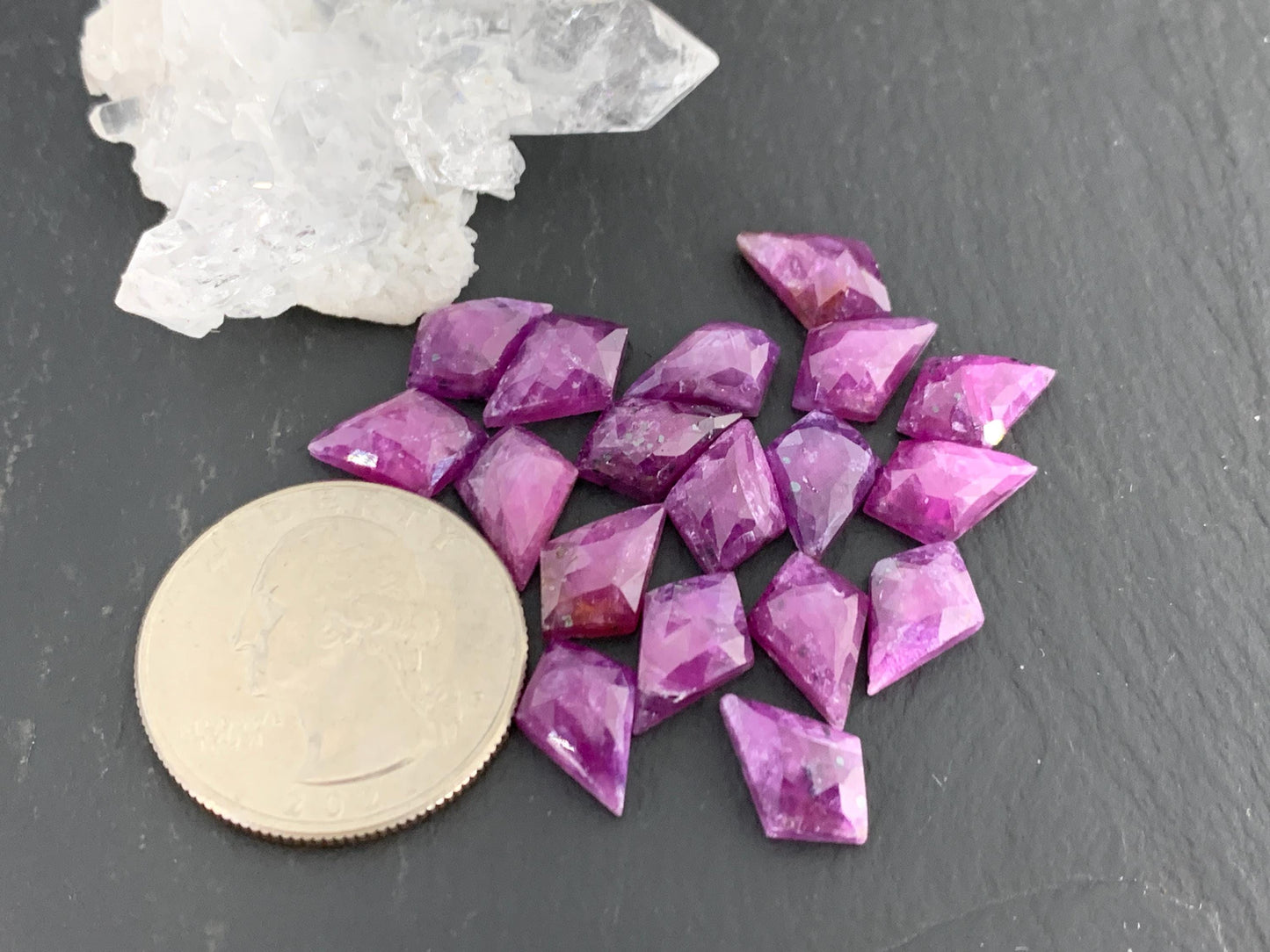 Discounted Damaged Faceted Sapphire kite 8x12mm cabochon. Lot of 18 pieces