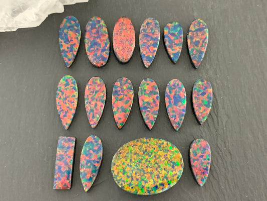 Aurora Opal pear, oval 16-20mm long cabochon/ select your cabochon - Doublet cabochon