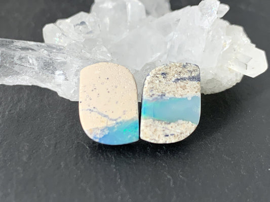 Australian Opal doublet 8x12x3.5mm pair of cabochons