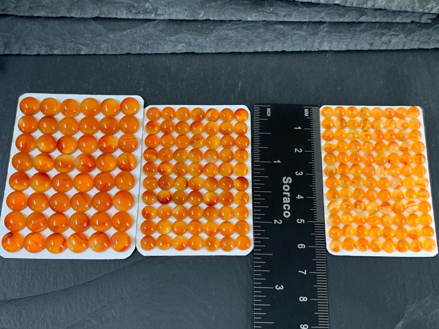 Carnelian round 5, 6, 8mm cabochon - Calibrated cabochons