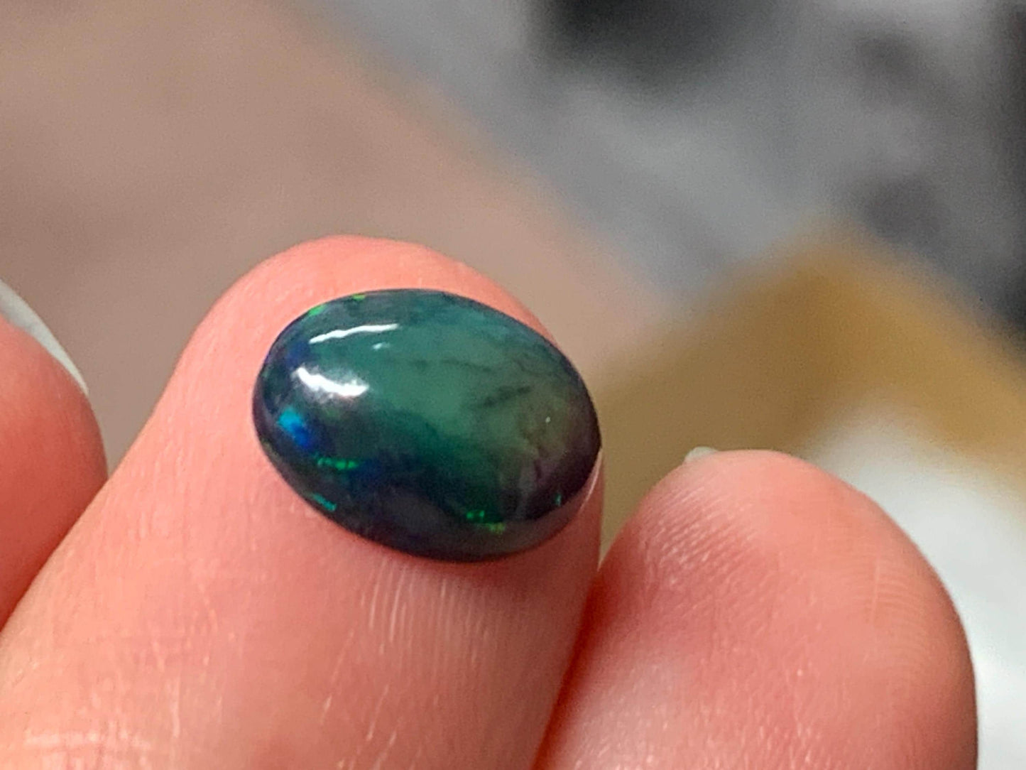 Natural Ethiopian Black Opal 8x10x4mm cabochon