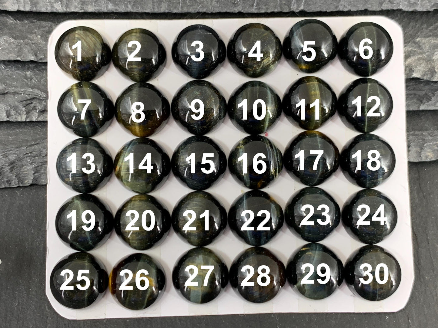 Yellow Blue Tiger Eye round 12mm cabochon - Calibrated cabochons.