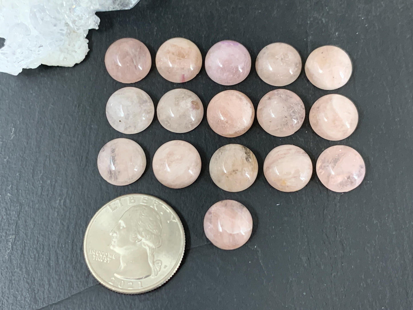 Morganite round 12mm cabochon - Calibrated cabochons
