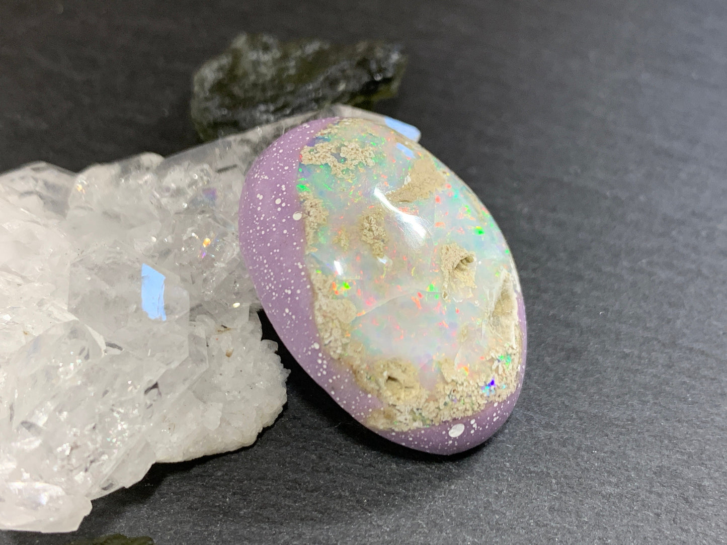 Ethiopian Opal Cabochon – Stabilized Welo Opal with Play of Color - 19x26x9mm