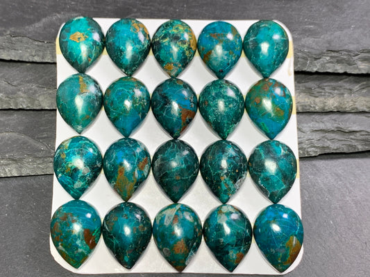 Chrysocolla pear 15x20mm cabochon - Calibrated cabochons