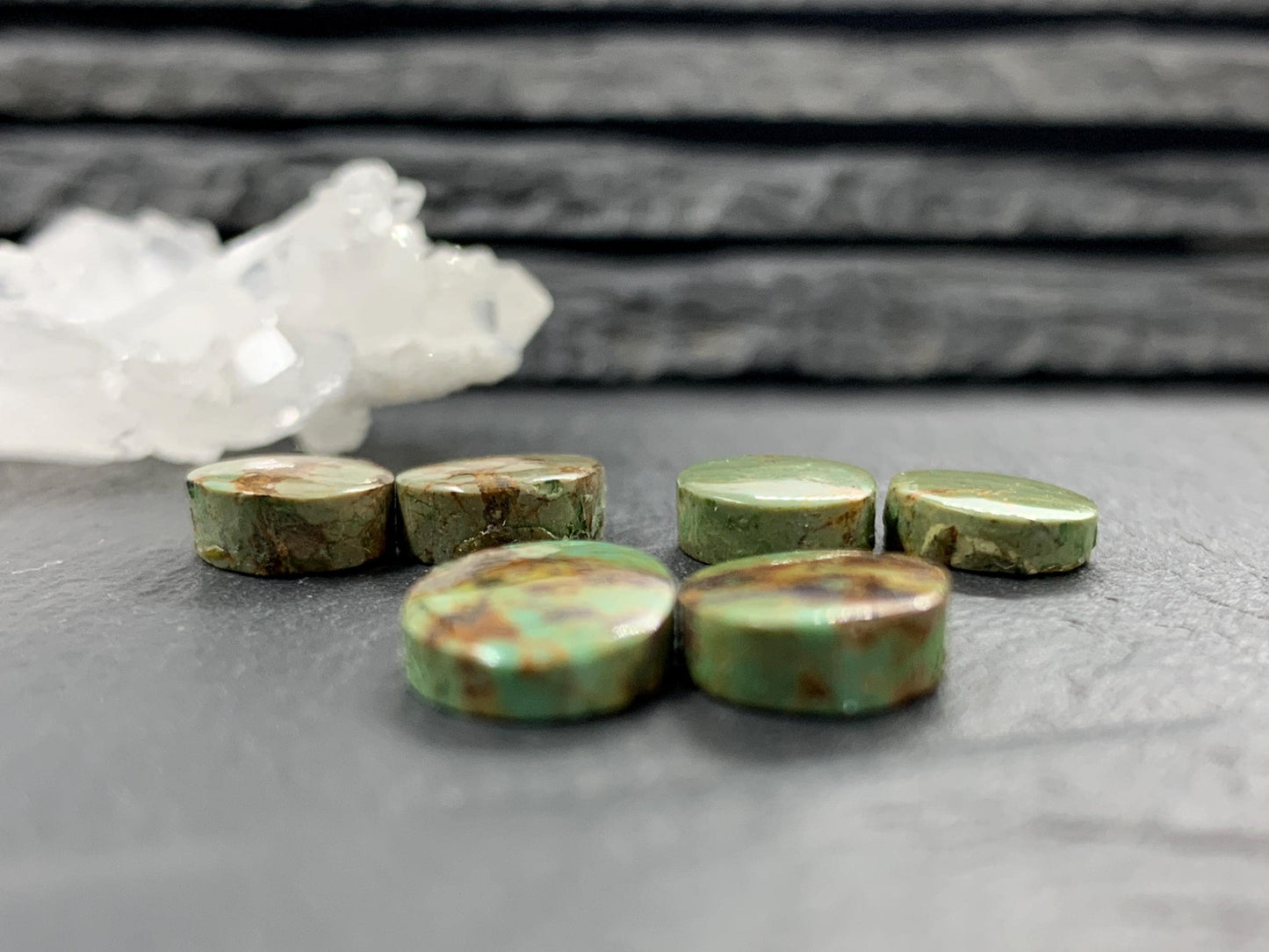 Tibetan Turquoise Pair 11-14mm long Cabochon - Hand Cut Cabochon