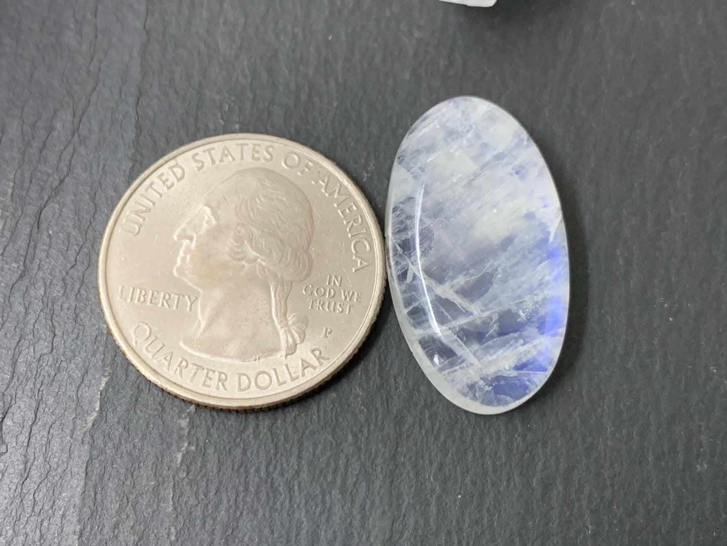 Rainbow Moonstone 27x15x7mm cabochon