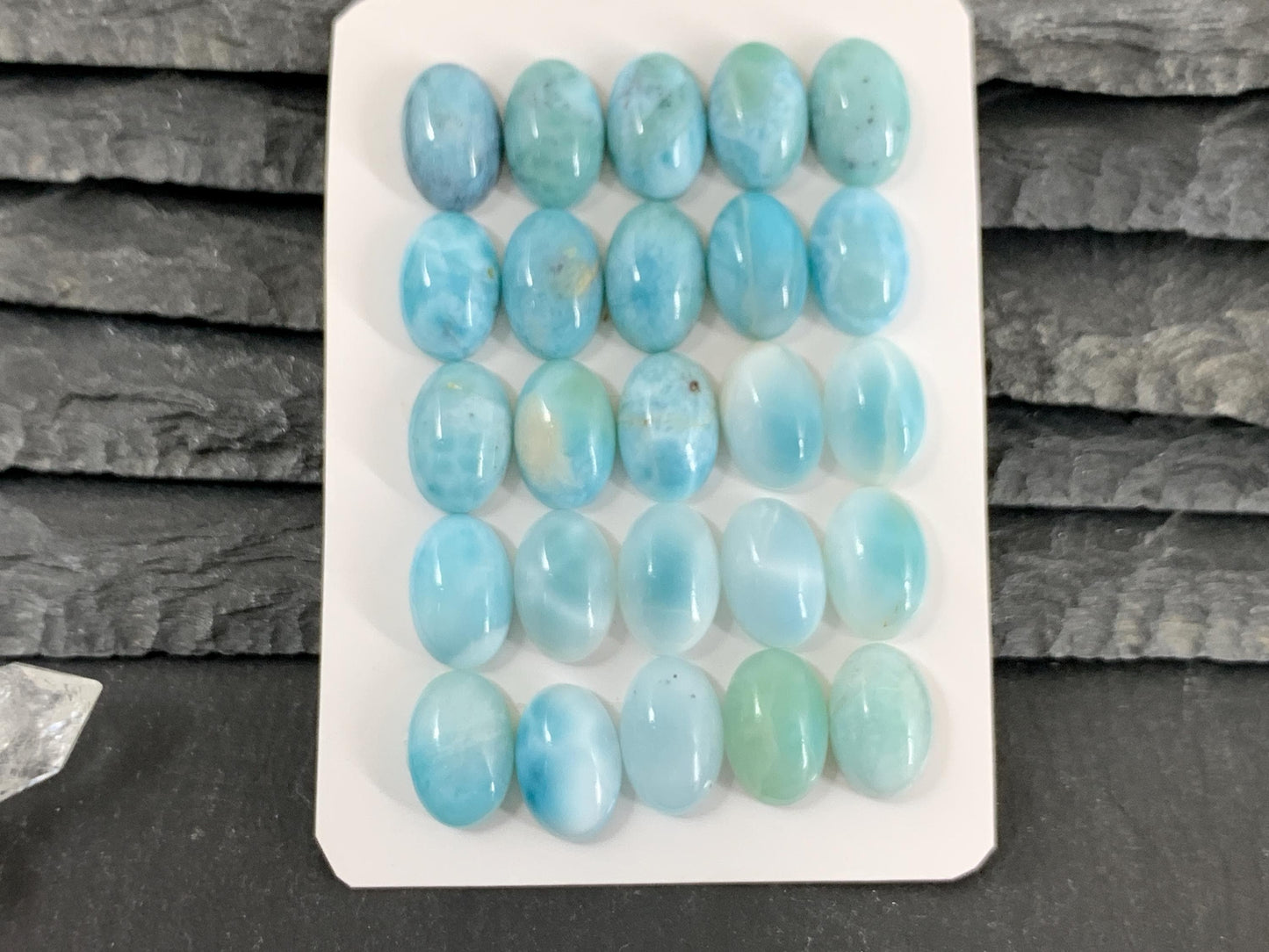 Larimar oval 10x12mm long cabochon - Calibrated cabochons