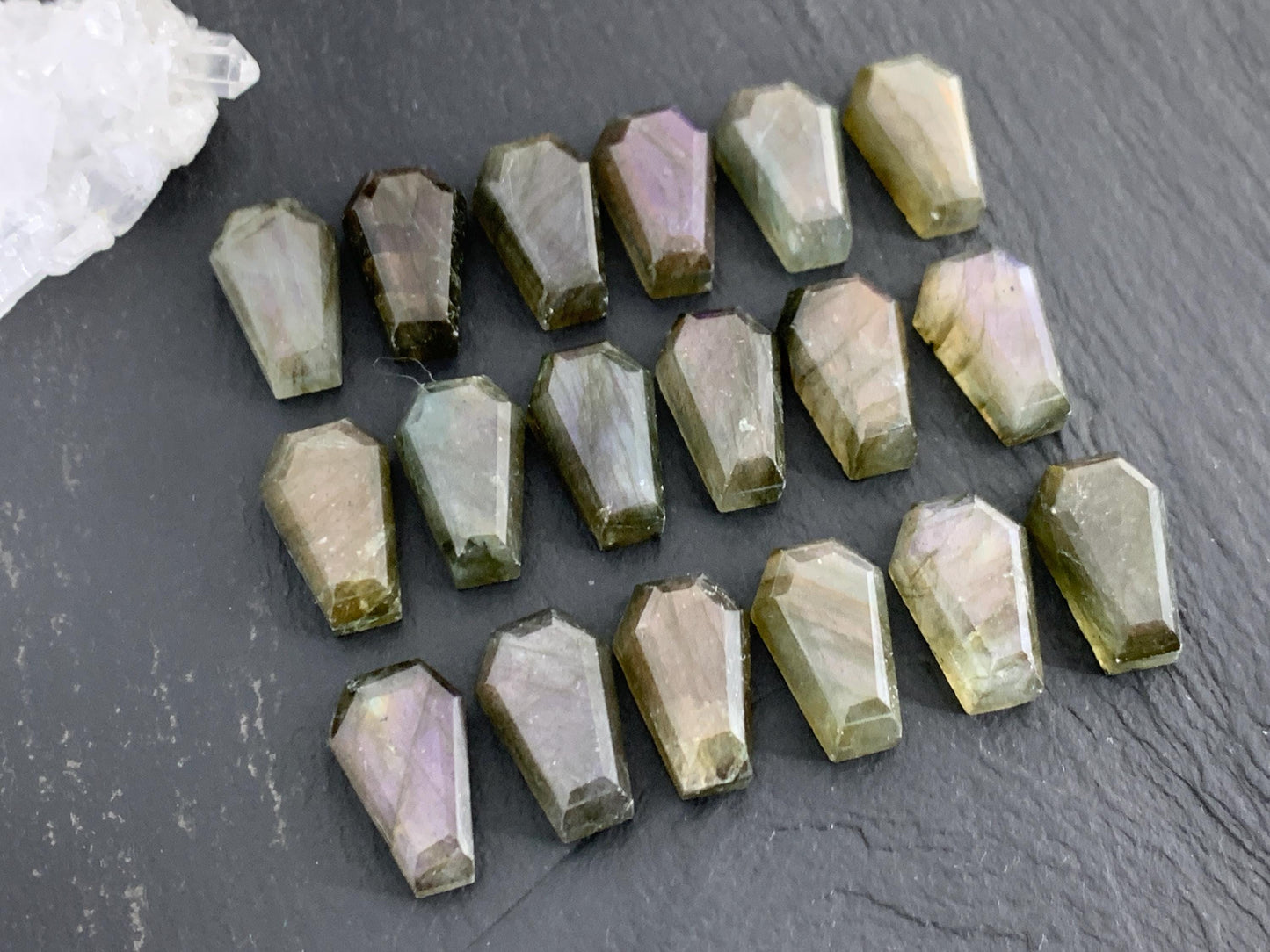 Natural Labradorite Coffin Cabochon: 10x16mm Gemstone