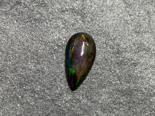 Black Ethiopian Opal pear 7x14x4mm cabochon