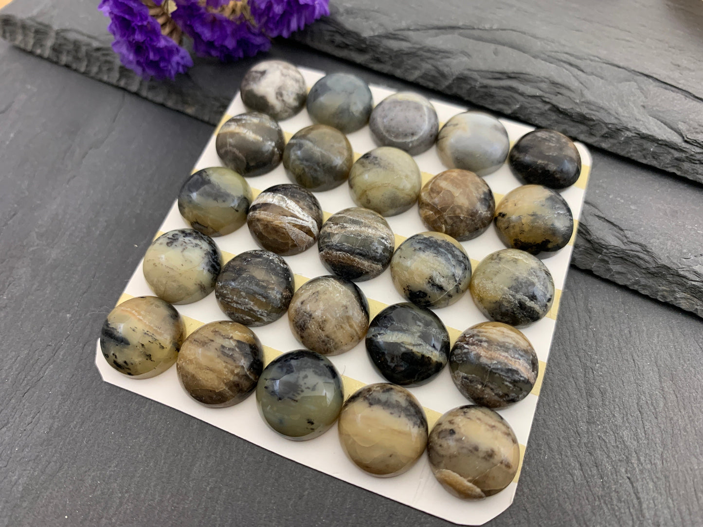 Golden Black Pietersite round 15mm cabochon - Calibrated cabochons  e