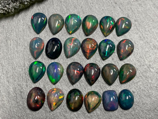 Black Ethiopian Opal 8-9mm  long cabochon