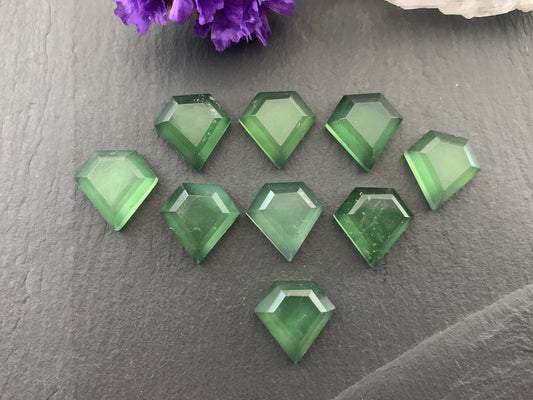 Faceted Serpentine diamond 12x12mm cabochon
