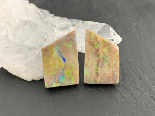 Australian Opal doublet 9x14x4mm pair of cabochons