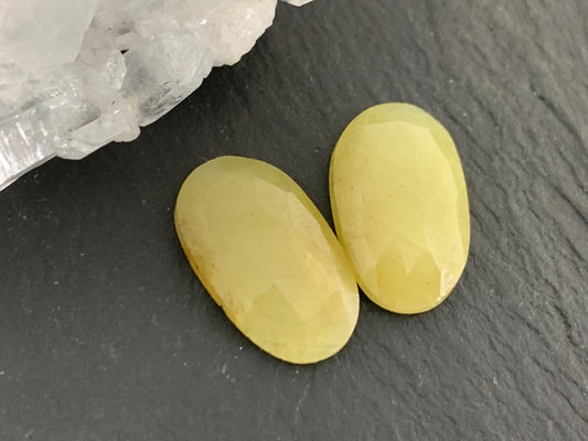 Faceted Yellow Sapphire pair 10x16x4mm cabochon