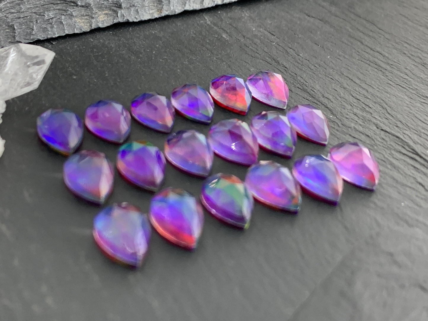 Faceted  Aurora Opal pear 8x12mm cabochon - Doublet cabochons/ Select your cabochon