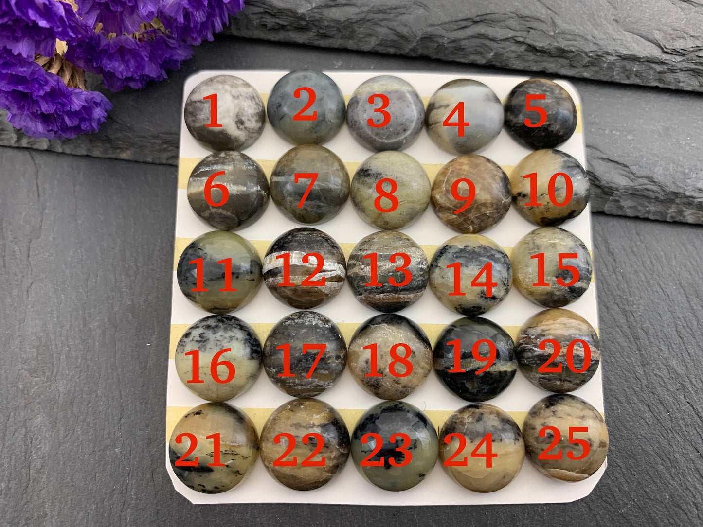 Golden Black Pietersite round 15mm cabochon - Calibrated cabochons  e