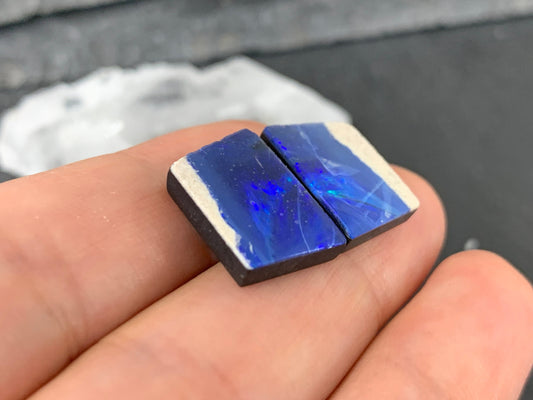 Australian Opal doublet 11x16x3mm pair of cabochons
