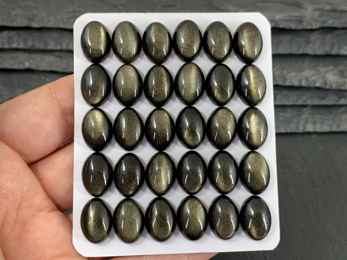 Gold Obsidian oval 10x14mm cabochon - Calibrated cabochons