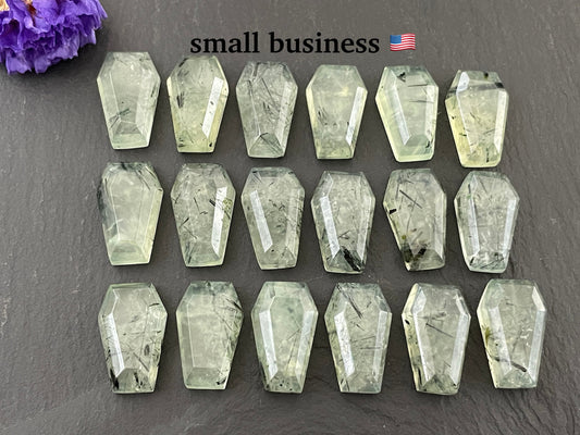 Prehnite Coffin 10x16mm cabochon